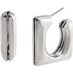 Grey Earrings Steve Madden Square Huggie Hoop Earrings - Mid Grey