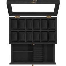 Estuches para Relojes Songmics Caja de Relojes con 12 Ranuras JOW012B02