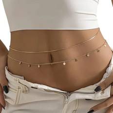 Körperketten MAVURA Taillenkette Doppellagig Boho Mit Quasten Anhänger Gold Sommer