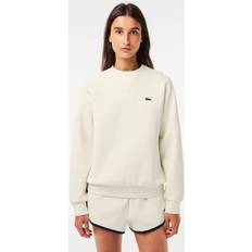 Lacoste Women Jumpers Lacoste Crew Neck Double Sided Piqué Jogger Sweatshirt - White