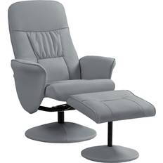 Homcom Fåtöljer Homcom Relax Med Fotpall Grå Läder Fåtölj