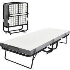 Homcom Hopfällbar Gästsäng 200 x 90 cm Med Hjul 10 cm Madrass Ramsäng
