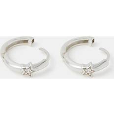 Multicoloured Earrings Accessorize Sterling Silver Diamanté Star Hoop Earrings - Multicolour