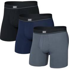 Essential Cotton Boxer Brief Fly 3-Pack - Blå/Sort