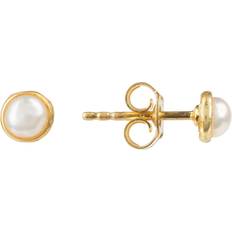 Herren Einzel Edelstein Ohrstecker Ohrring Perle Gold