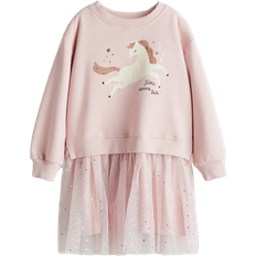 H&M Tulle Skirt Sweatshirt Dress - Light Pink/Horse (1303542001)