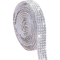 Temu 4 Row Self Adhesive Crystal Rhinestone Ribbon Strips Silvery 50cm