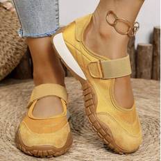 Velcro Ballerinas Shein Summer Solid Color Sporty Hook And Loop Shoes - Bohemian