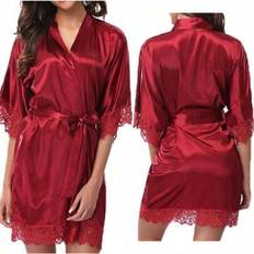 Lace Robes Shein Women's Medium Sleeve Lace Smooth Night Robes