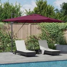 vidaXL Cantilever Roma Parasol LED Bordeaux Rød 286 x 285 x 270 cm