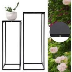Pots, Plants & Cultivation Shein Black Set Of 2 Metal Stand Plant Rack