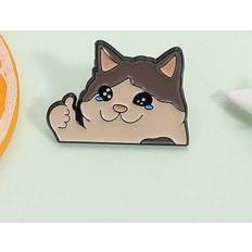 Jewellery Shein Cartoon Strong Cat Thumb Up Enamel Pins - Cute