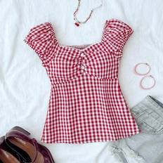 Shirts Children's Clothing on sale Shein Tween Girl Casual Minimalist Comfortable Plaid Back Strap Shirt