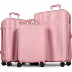 Pink Cabin Suitcase Set 3 Pcs ABS Hard Shell