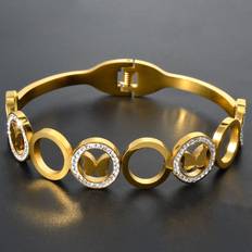 Jewellery Temu Elegant Geometric Stainless Steel Bangle Adjustable Closure