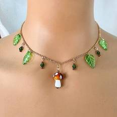 Jewellery Shein Y2K Forest Fairy Mushroom Beaded Necklace - Botanical