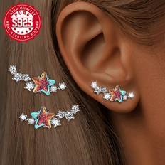 Jewellery Temu Pair Of S925 Silver Ab Stud Earrings Hypoallergenic