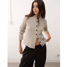 Wool Blend Fitted Cardigan Light Mole Melange - Neutral