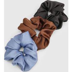 Hair Ties boohoo Womens Satin Scrunchies 3 Pack Blue