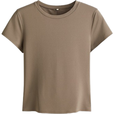 Brown - Fitness & Gym Clothing H&M Sports Top with DryMove - Dark Beige
