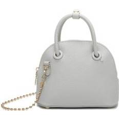 Mini PU Crossbody Bag with Bead Strap - Light Grey