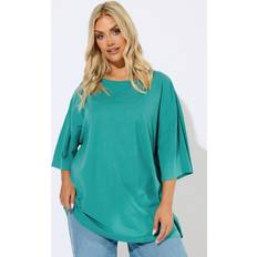 Yours Curve Teal Blue Oversized Boxy T-Shirt - Teal