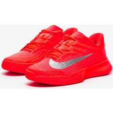 Women Racket Sport Shoes Nike Vapor Pro 3 Premium Hard Court Tennis Shoes - Bright Crimson Metallic Silver