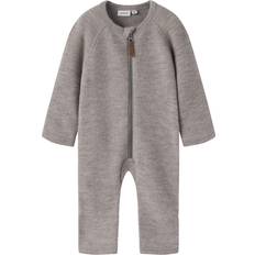 Name It Ensfarvet Jumpsuits Name It Nbfwmino Wool Bru LS Suit Noos Satellite - Grå