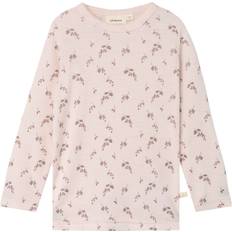Name It Ensfarvet Skjorter Name It Bluser T-Shirts Merinould Top Lil - Beige/Mørkegrøn/Rød