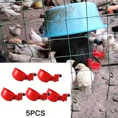 5pcs Automatic Poultry Red Plastic Chicken Drinking System