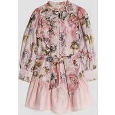 River Island Girls Pink 3D Floral Shirt Dress