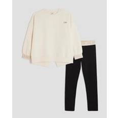 Girls Cream Split Back Ri Sweatshirt Set