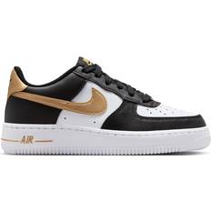 Nike Air Force 1 GS - Black/Black/White/Metallic Gold