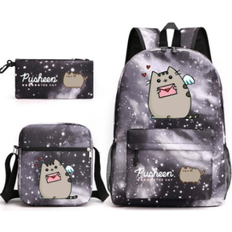 Pusheen 3pcs Backpack Mochila Kids Capacity Bags
