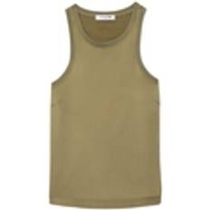 Lacoste Multicoloured Tank Tops Lacoste Satin Slim Tank Top - Khaki Green