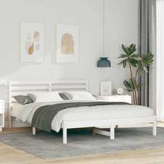 150 cm Senge vidaXL Sengestel Med Hovedgærde 150 x 200 cm Massivt Fyrretræ Rammeseng