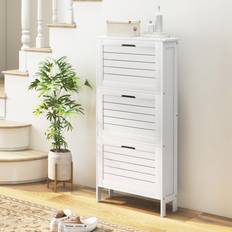 Homcom Storage Cabinets Homcom Narrow Shoe White Storage Cabinet