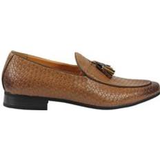 Moccasins Xposed Mens Vintage Woven Leather Lined Tassel Moccasin Loafers - Brown