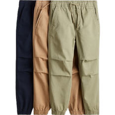 H&M 3-Pack Bomull Joggers - Marinblå/Brun/Olivgrön