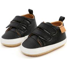 Boys First Steps Children's Shoes PlayMc Newborn Baby Boy Pram Shoes Infant Toddler Rubber Sneaker - Black