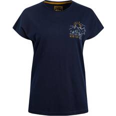 Wander Graphic Print Slub Organic T-Shirt - Dark Blue