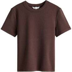 H&M Fitted Cotton T-shirt - Dark Brown