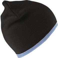 Adult - Solid Colours Headgear Result Unisex Adult Reversible Fashion Beanie - Black/Sky Blue
