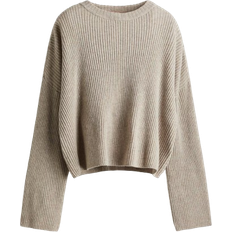 H&M Rib-Knit Jumper - Light Beige Marl