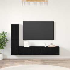 Black Wall Cabinets vidaXL TV Wall Mounted 4 pcs Wall Cabinet