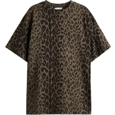 Leopard - Women Tops H&M Oversized T-shirt - Grey Green/Leopard Print