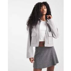 Jackets New Look Plus Size Unlined Zip Front Harrington Jacket - Grey
