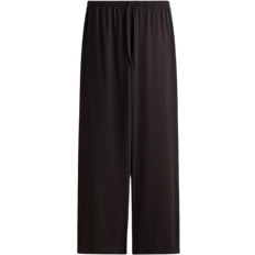H&M Straight Trousers With Drawstring - Dark Brown
