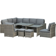 OutSunny 7-pcs - Grey Outdoor Lounge Set, 1 Table incl. 4 Sofas