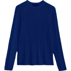 Ladies Ribbed Crew Neck Top Jumper - Blue